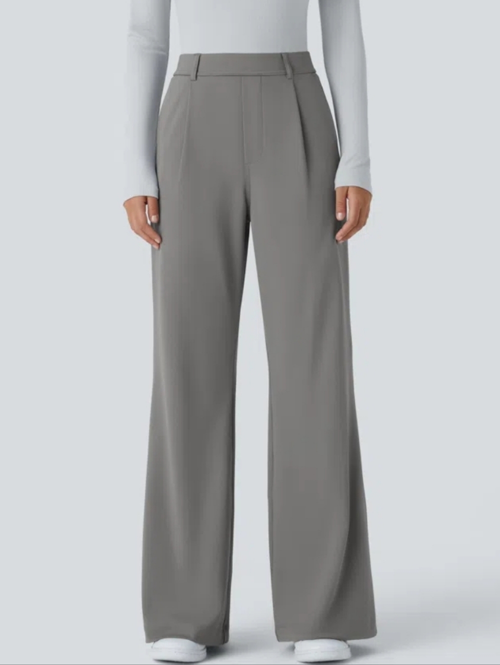 NWT Halara  High Waist Pocket Work Flare Trouser Pants Gray Wide Leg